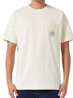 Kith & Kin Crest Tee in Sandrift, Off-White Graphic Logo T-Shirt, Men's Size L
